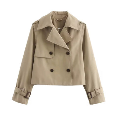 Abrigo recortado de gabardina para otoño - Mely