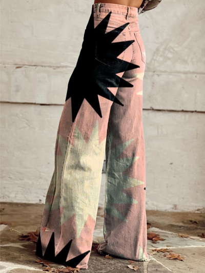 Serena | Estiloso Pantalón Geométrico de Corte Ancho