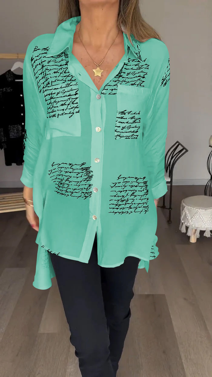 Sofia - Camisa con solapa y estampado de letras
