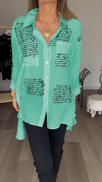 Sofia - Camisa con solapa y estampado de letras