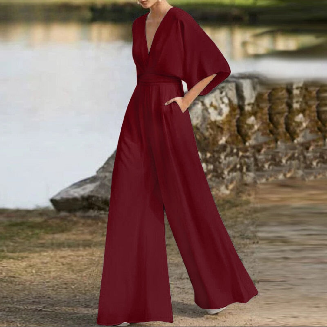 Mono elegante Isabel con sofisticado cuello en V
