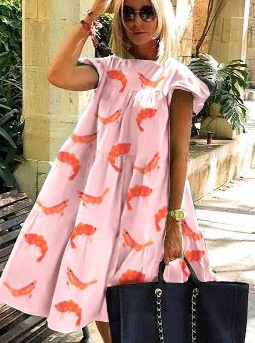 Mireia - Encantador vestido acampanado con un adorable diseño estampado