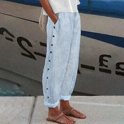 Karla - Pantalón azul favorito con prácticos bolsillos laterales