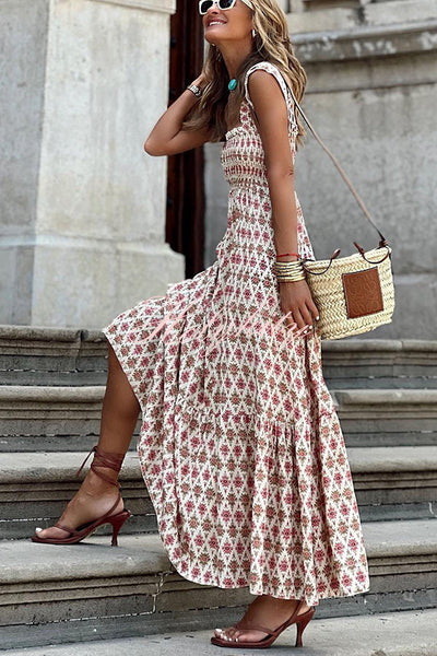 Vestido Étnico con Busto Fruncido - ¡Impulsa tu Estilo con Amor!