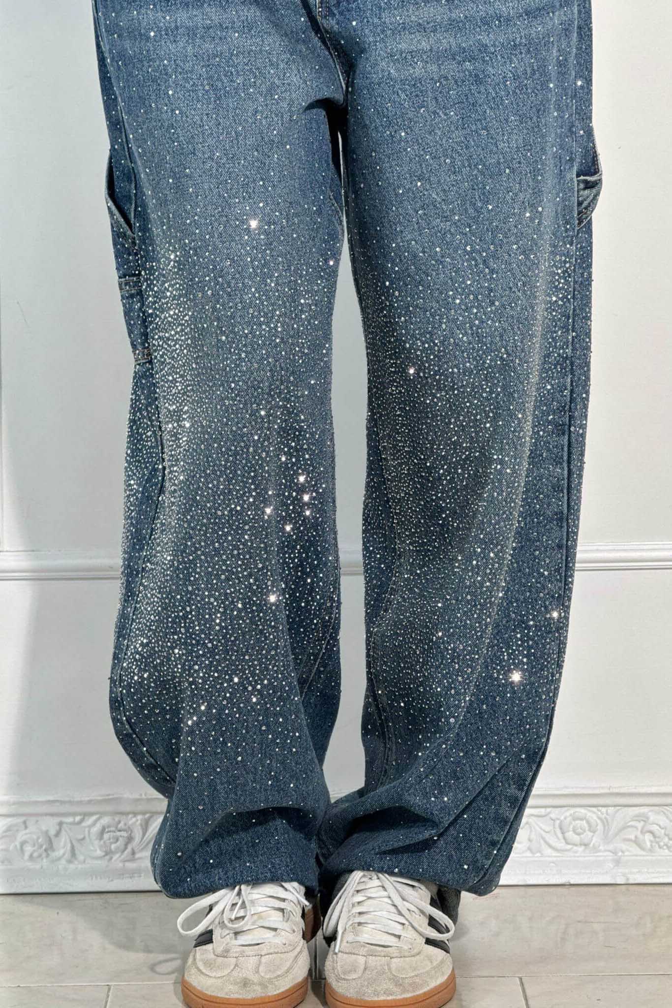 Jeans de mezclilla con brillo de Balloon Carpenter