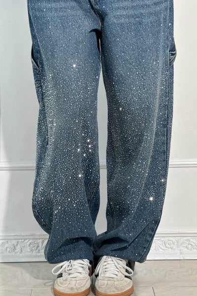 Jeans de mezclilla con brillo de Balloon Carpenter