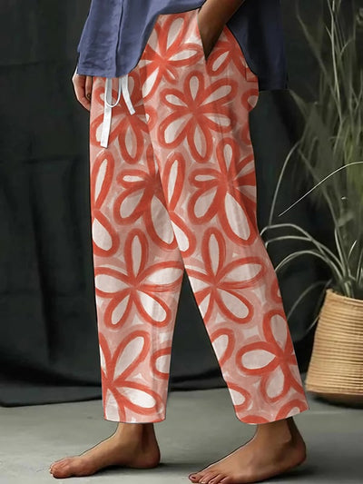 Pantalones Amplios con Encanto Floral Botánico para Mujeres - Helena