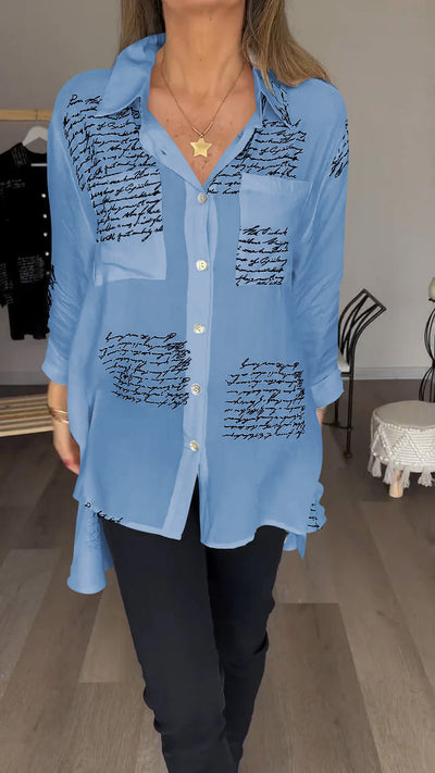 Sofia - Camisa con solapa y estampado de letras