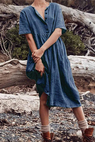 Mia - Elegante Vestido Casual de Patchwork con Cuello en O de Una Línea
