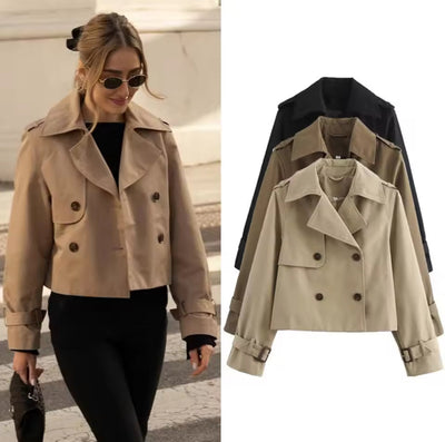 Abrigo recortado de gabardina para otoño - Mely
