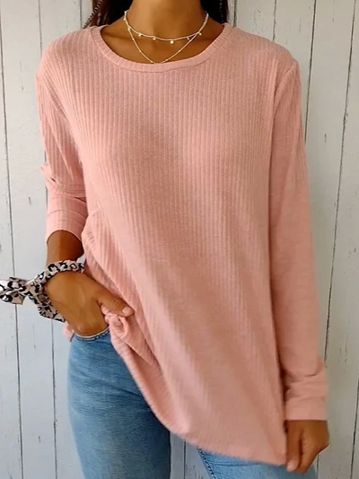 Blusa casual regular de manga larga suelta con escote cuadrado liso