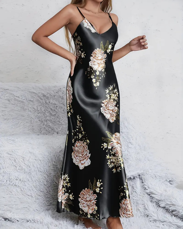 NIRA™ | Camisón con estampado de flores y tirantes de espagueti