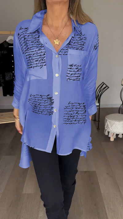 Sofia - Camisa con solapa y estampado de letras