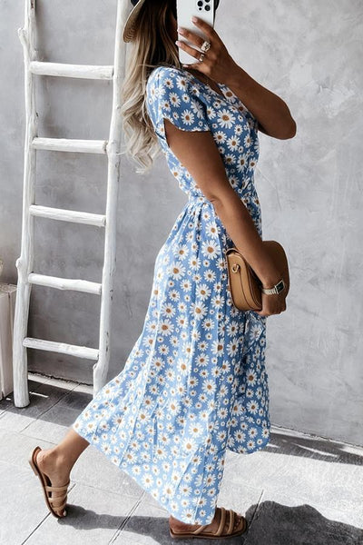 Micaela - Encantador vestido midi floral con adorables margaritas