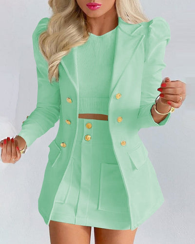 Mireyah | Elegante conjunto de minifalda y blazer en vibrantes colores para women