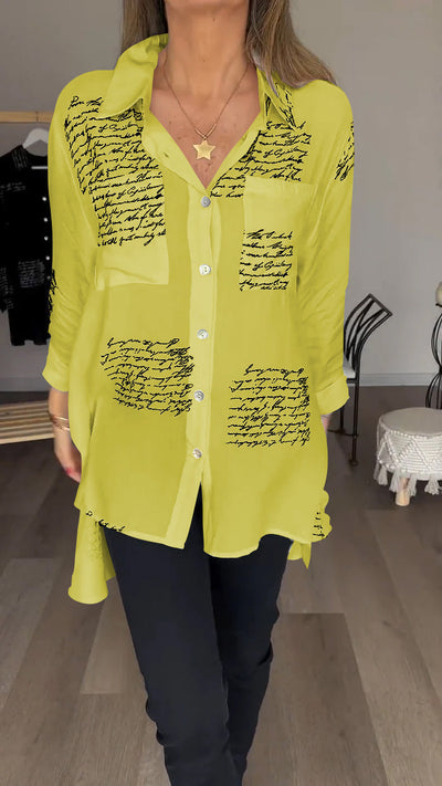 Sofia - Camisa con solapa y estampado de letras