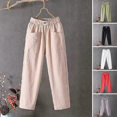 Pantalones de Algodón y Lino StayRael con Cómoda Cintura Elástica