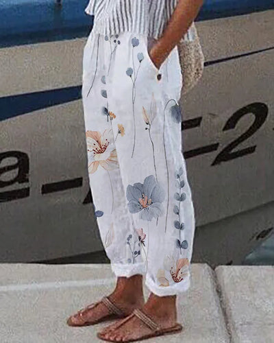 Pantalón Confort Mujer con Estampado Botánico Floral