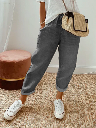 Lidia - Pantalones chic y frescos con detalles rasgados