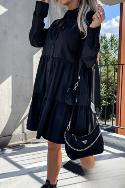 Vestido Casual para Mujeres Evelyn con Hebilla y Cuello Caído en Color Sólido
