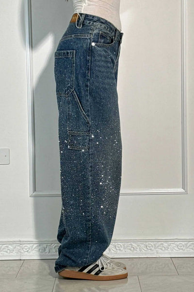 Jeans de mezclilla con brillo de Balloon Carpenter