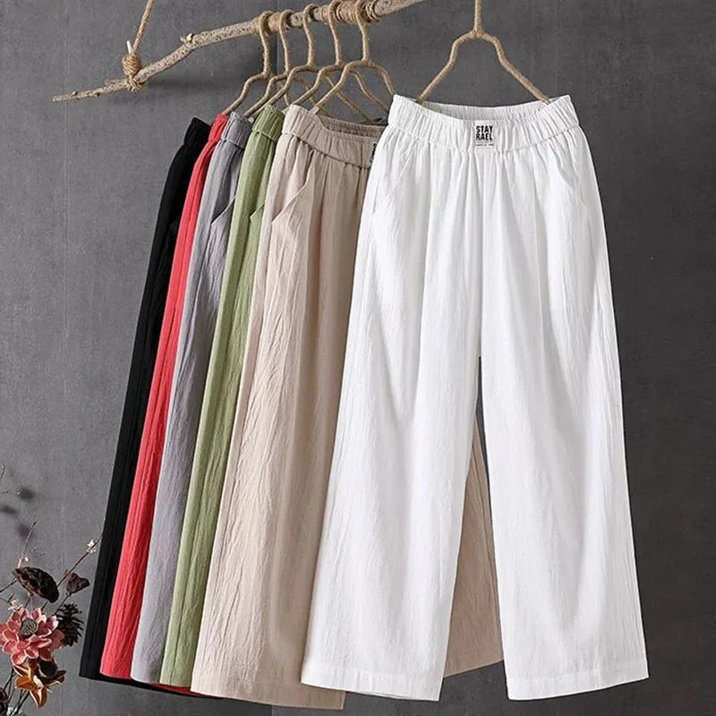 Pantalones de Algodón y Lino StayRael con Cómoda Cintura Elástica