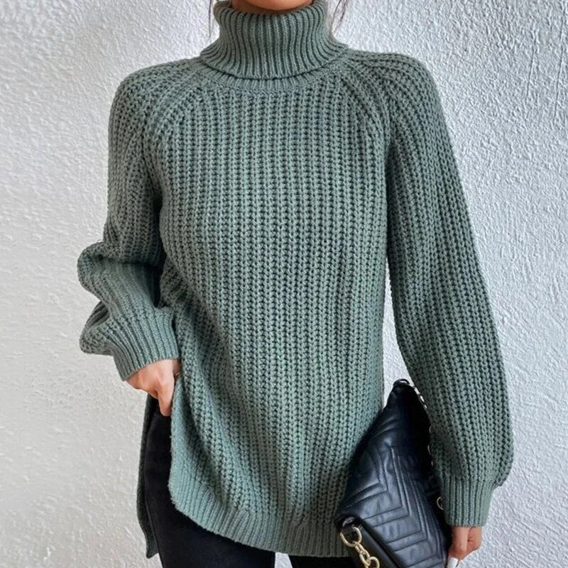 Ondine - Suéter de Cuello Alto Delicado Tejido a Mano