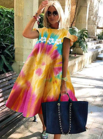 Mireia - Encantador vestido acampanado con un adorable diseño estampado