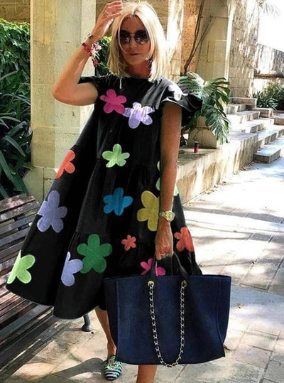 Mireia - Encantador vestido acampanado con un adorable diseño estampado