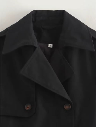 Abrigo recortado de gabardina para otoño - Mely