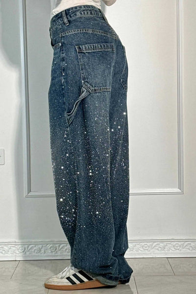 Jeans de mezclilla con brillo de Balloon Carpenter