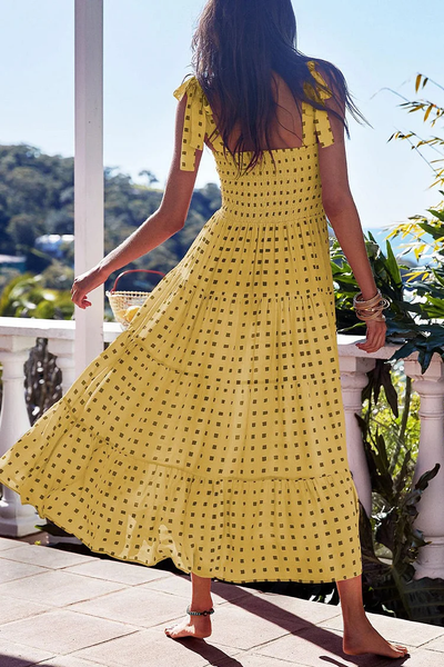 Miriam - Elegantes vestidos estampados con delicados tirantes finos y encantadores retales de puntos de Fashion Street