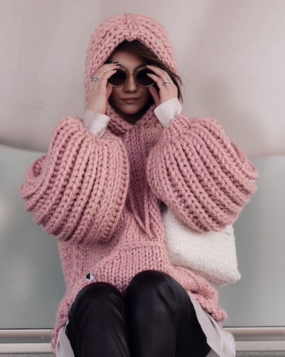 Sudadera con capucha de punto grueso oversized Cozy Chic Luxora™