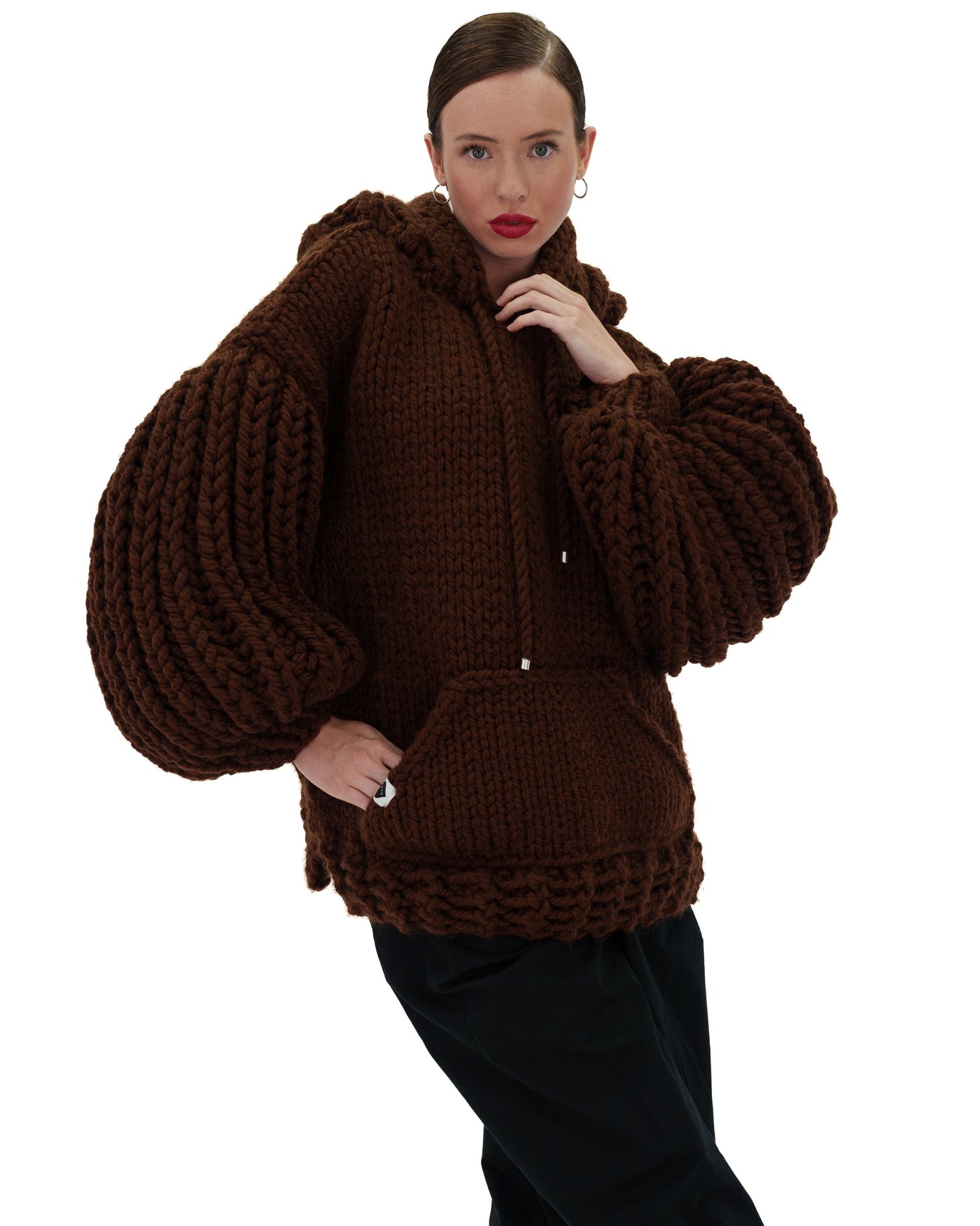 Sudadera con capucha de punto grueso oversized Cozy Chic Luxora™