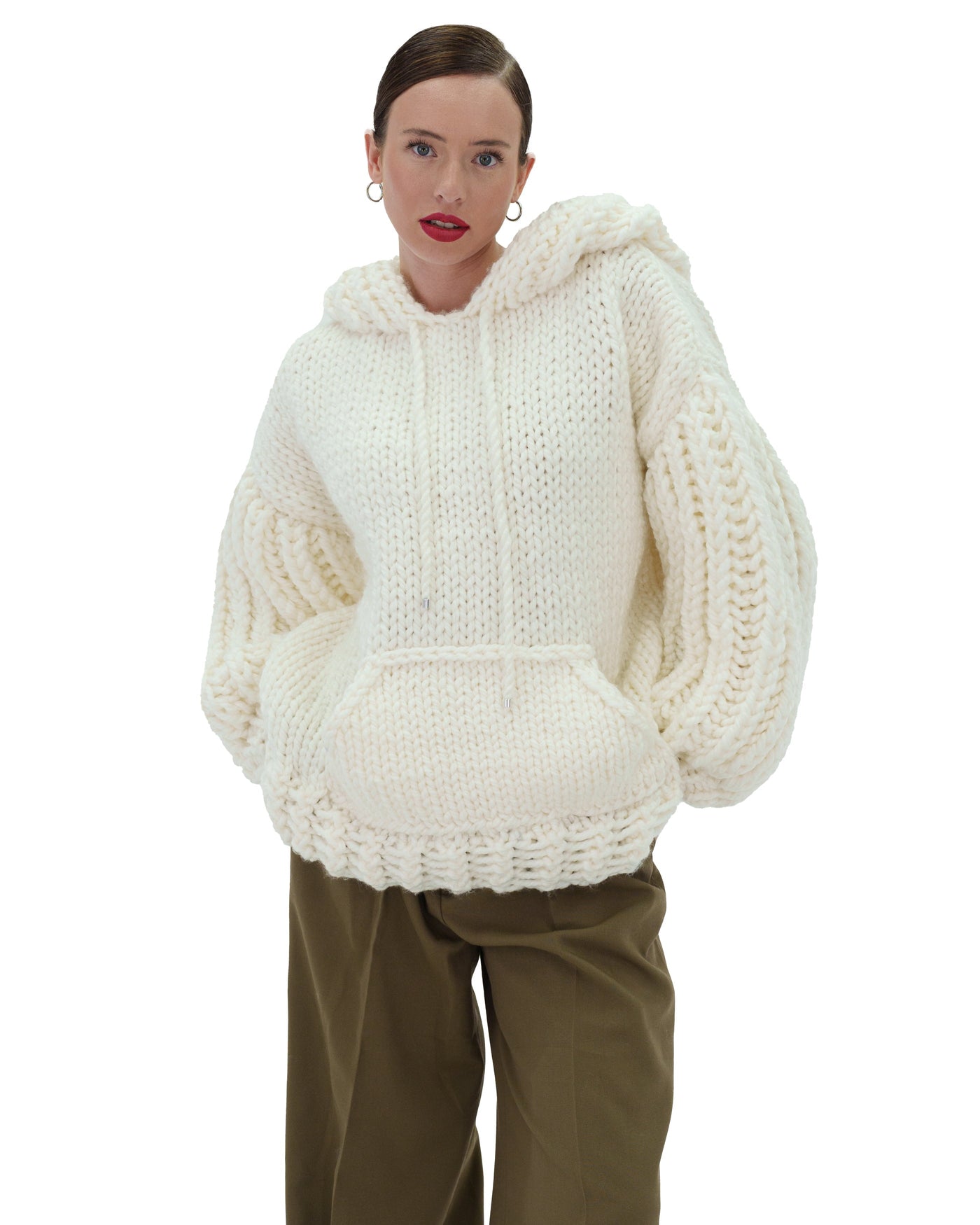 Sudadera con capucha de punto grueso oversized Cozy Chic Luxora™