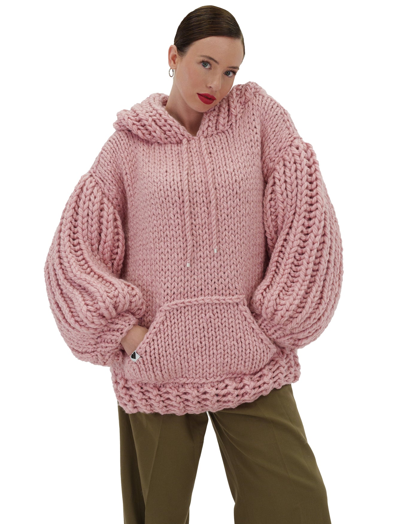 Sudadera con capucha de punto grueso oversized Cozy Chic Luxora™