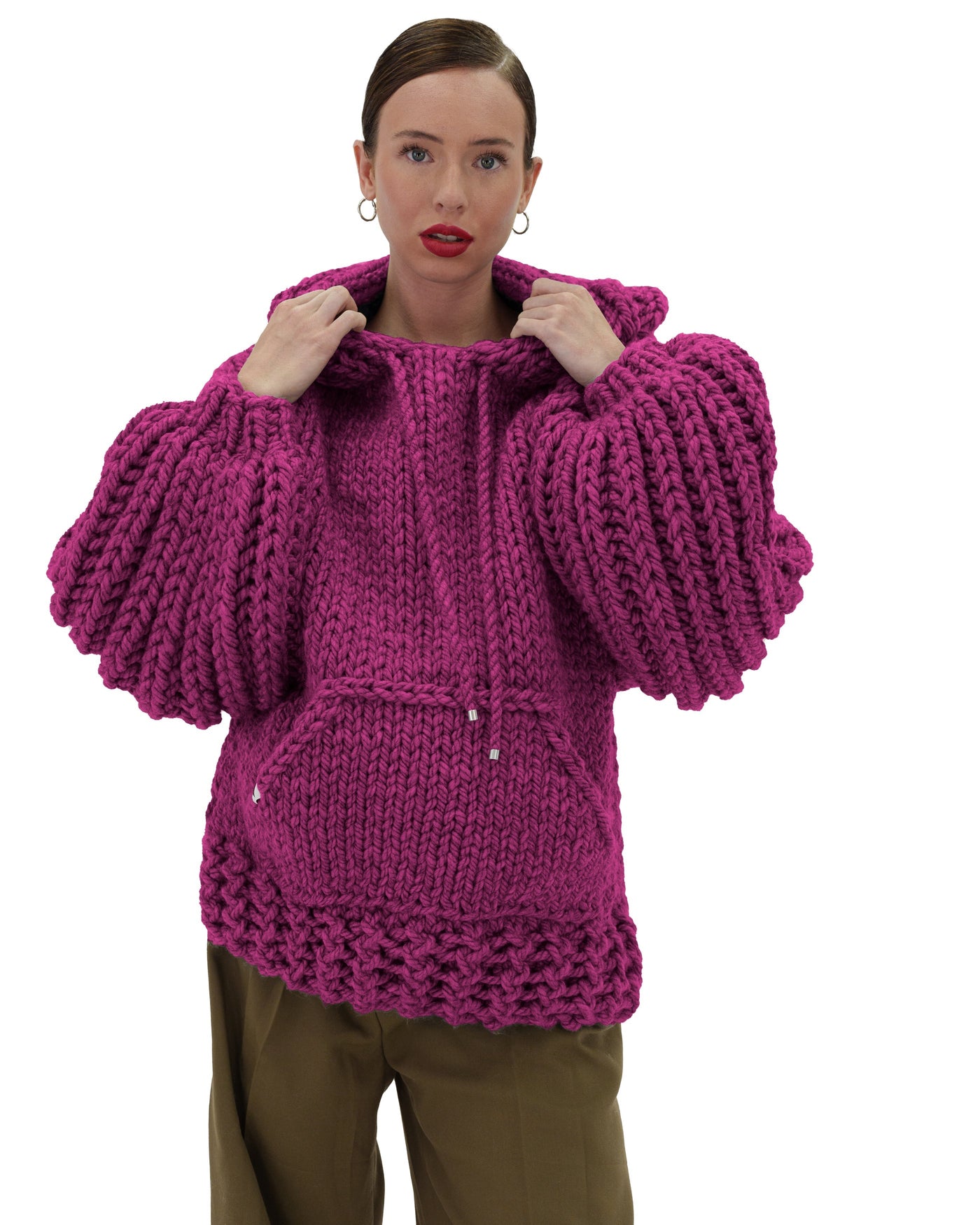 Sudadera con capucha de punto grueso oversized Cozy Chic Luxora™
