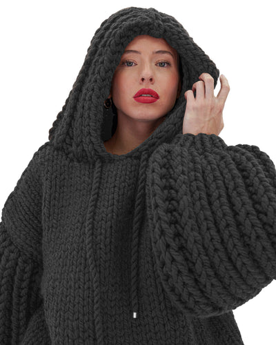 Sudadera con capucha de punto grueso oversized Cozy Chic Luxora™