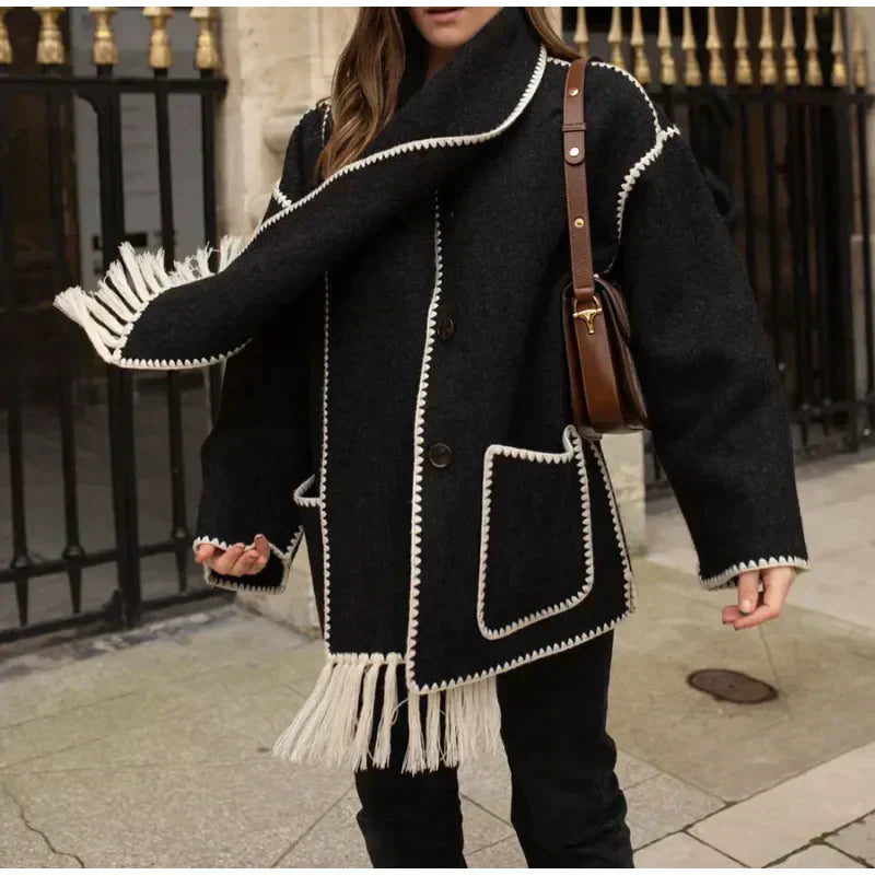 Luxora™ | Chaqueta de dama lujosa con bufanda