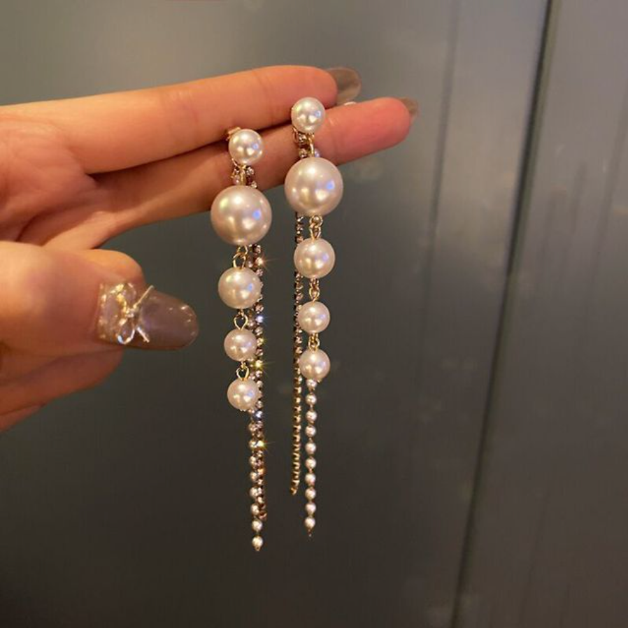 Pendientes colgantes con perlas