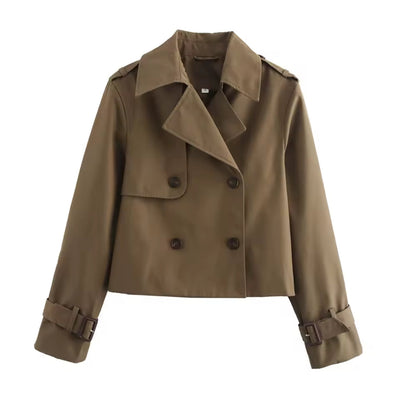 Abrigo recortado de gabardina para otoño - Mely