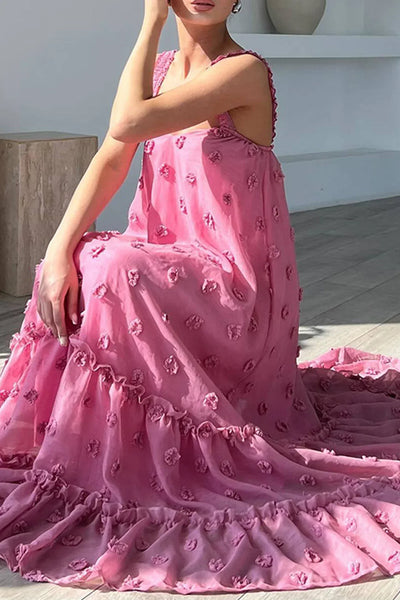 Vestido Floral Pilar con Elegantes Volantes Exuberantes