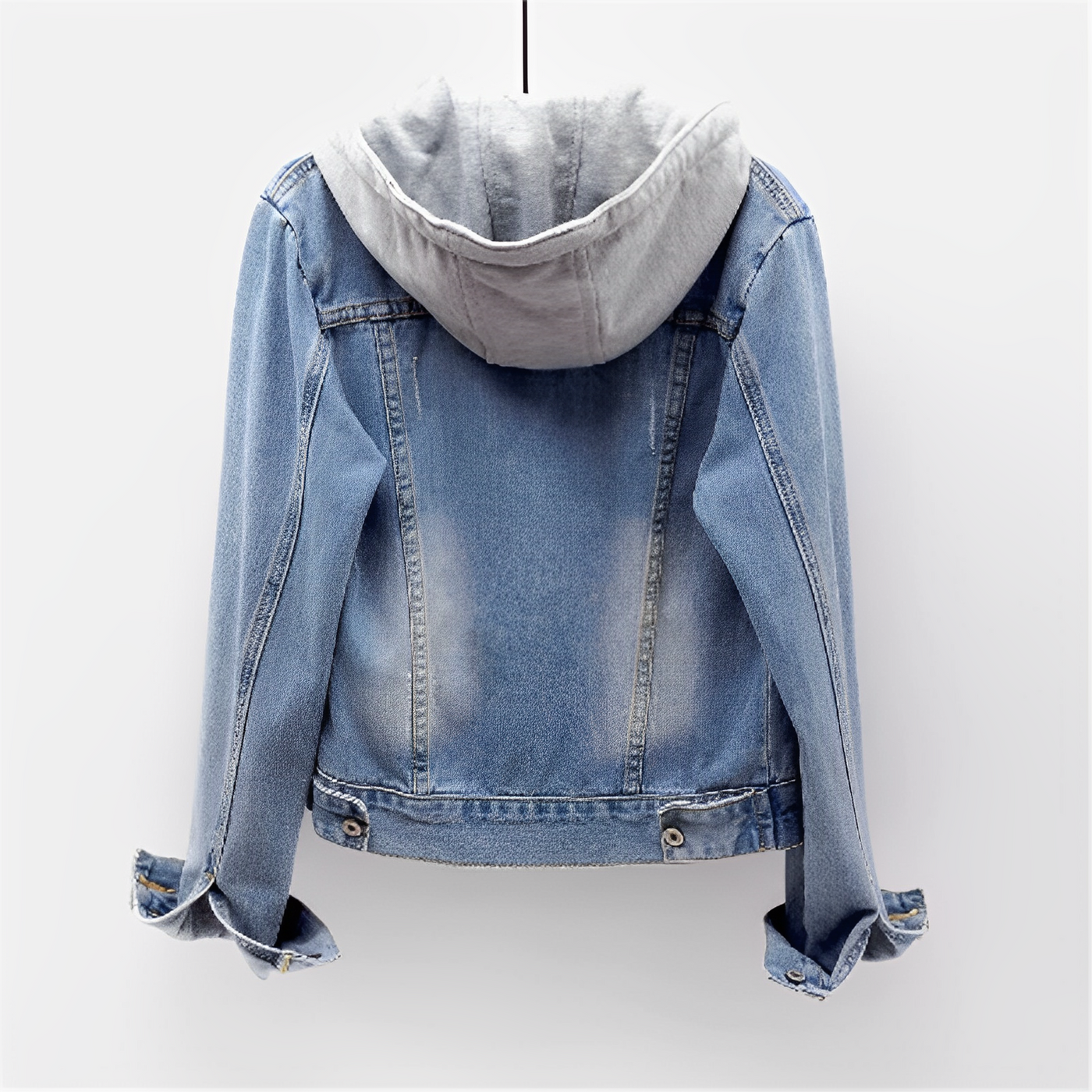 Adah - Chaqueta de jeans de manga larga con capucha desmontable