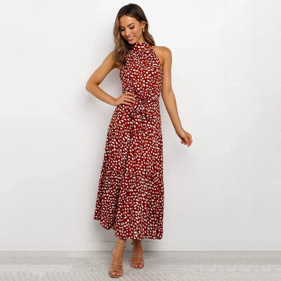 Vestido halter con encantadores lunares Carolina