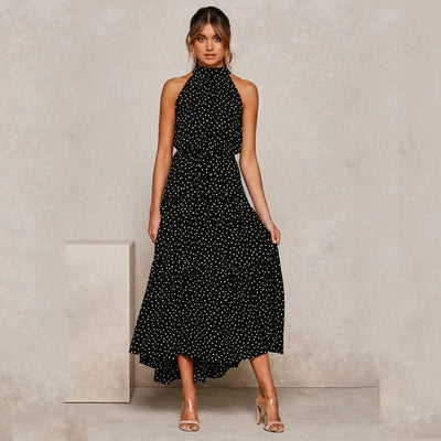 Vestido halter con encantadores lunares Carolina