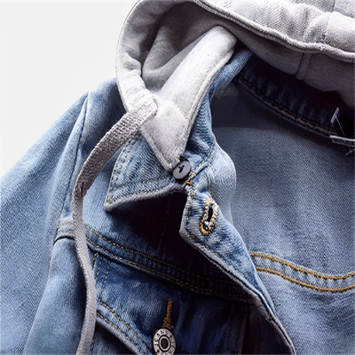 Adah - Chaqueta de jeans de manga larga con capucha desmontable