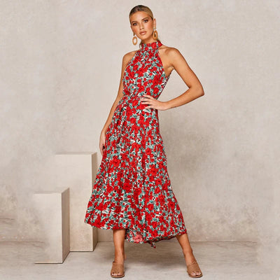 Vestido halter con encantadores lunares Carolina