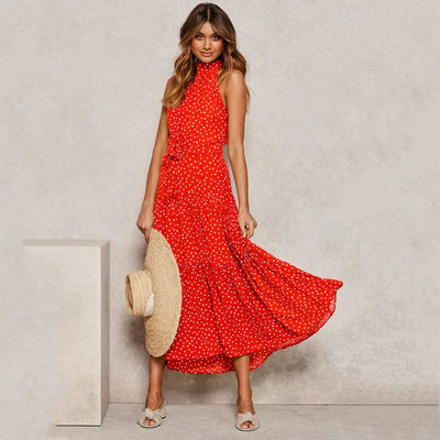 Vestido halter con encantadores lunares Carolina