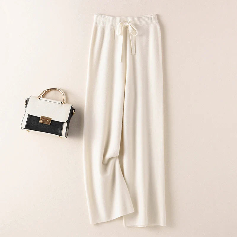 Sophie – Pantalón Tricotado de Cintura Alta Elegante