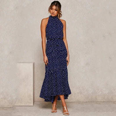 Vestido halter con encantadores lunares Carolina